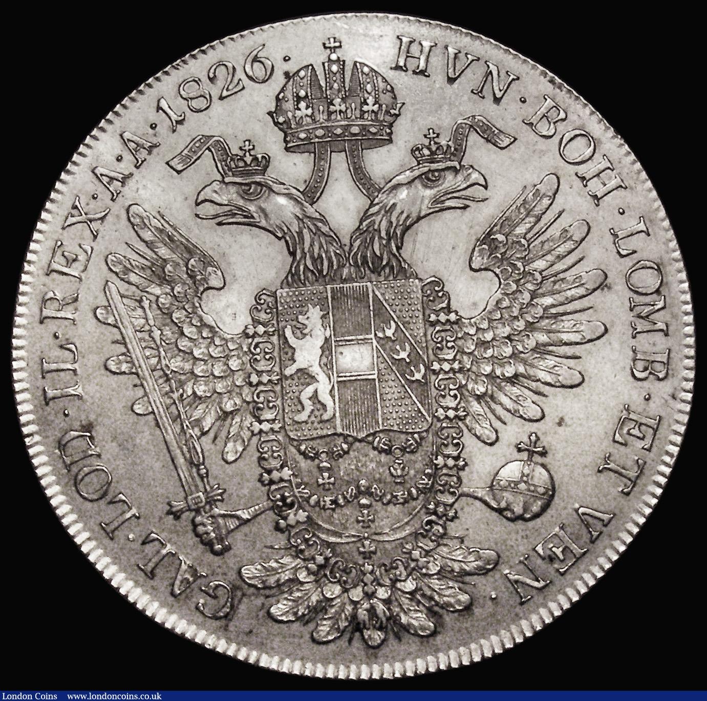 London Coins : A179 : Lot 1011 : Austria Thaler 1826A KM#2163 NEF with a few small tone spots, a very pleasing example of this type