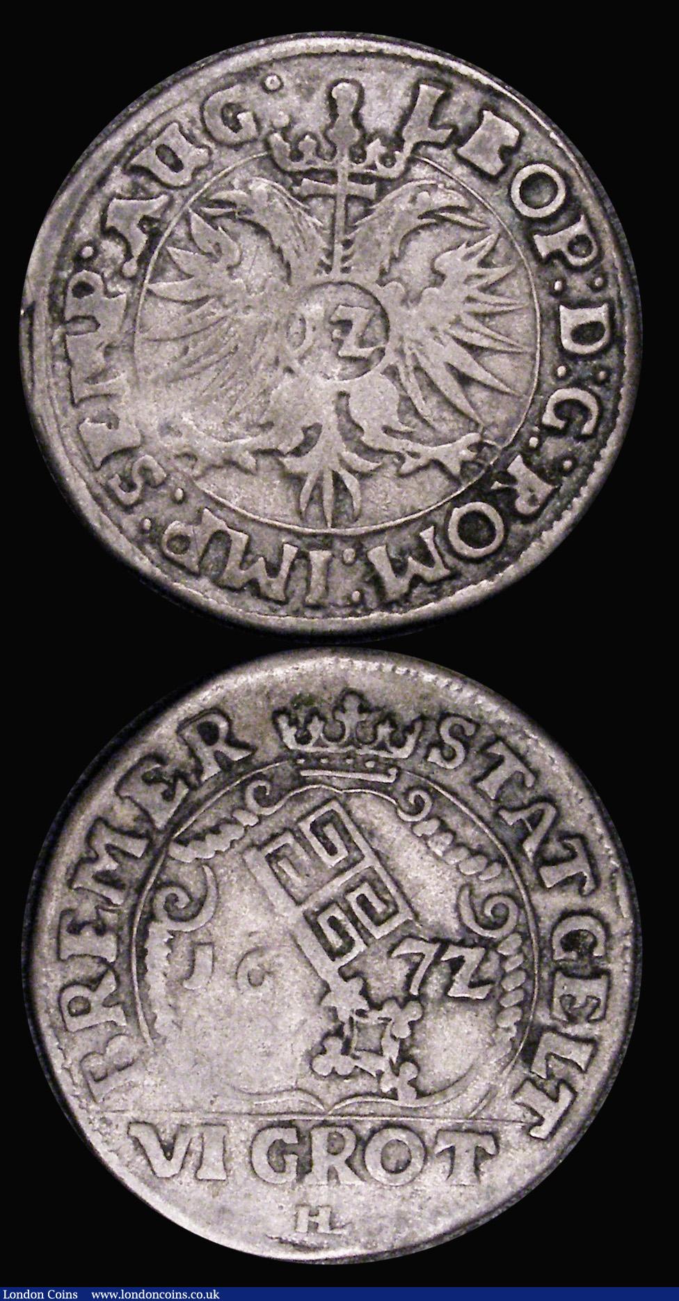 London Coins : A179 : Lot 1094 : German States - Bremen 6 Grote/1/12th Thaler 1672 HLKM#148 Fine, Duchy of Prussia  (as vassal state ...