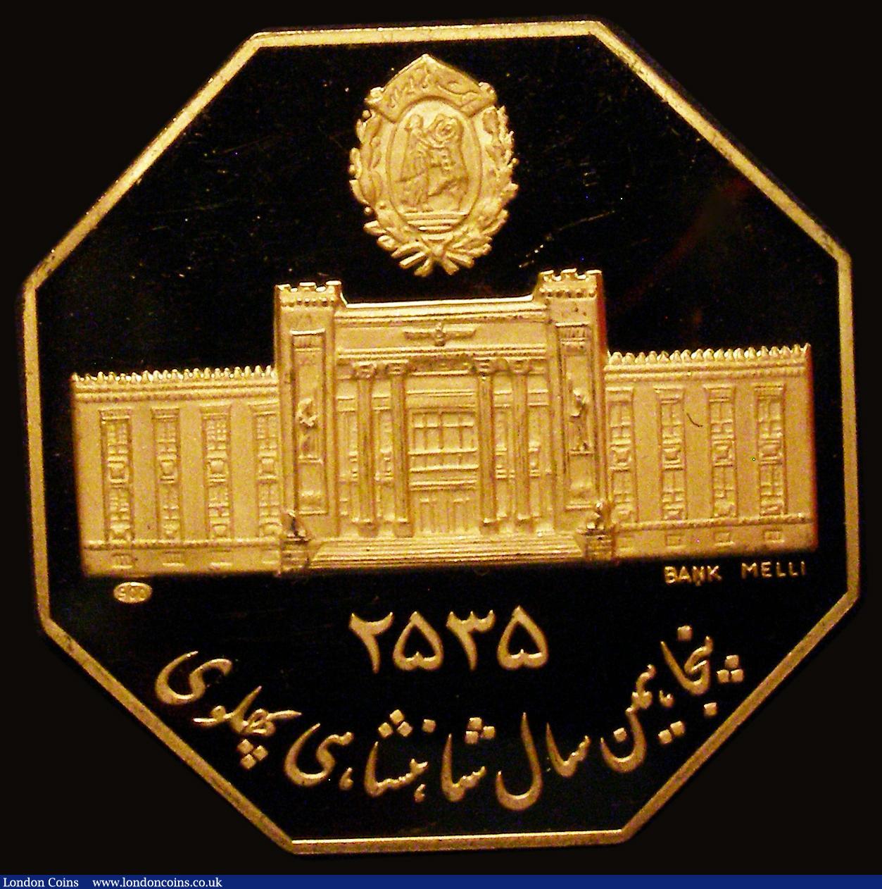 London Coins : A179 : Lot 1137 : Iran 50th Anniversary of the National Bank of Iran MS2535 (1976) Octagonal, 40mm diameter in .900 go...