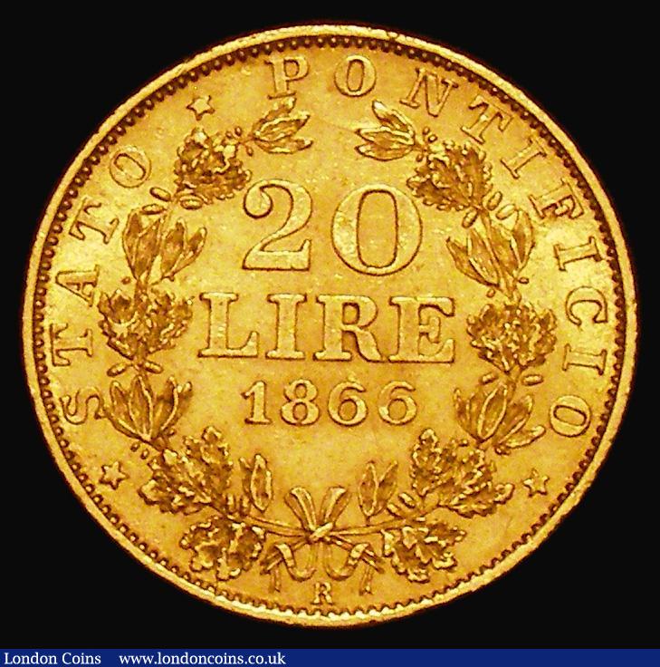 London Coins : A179 : Lot 1285 : Vatican 20 Lire Gold 1866R KM#1382.1 NEF/EF