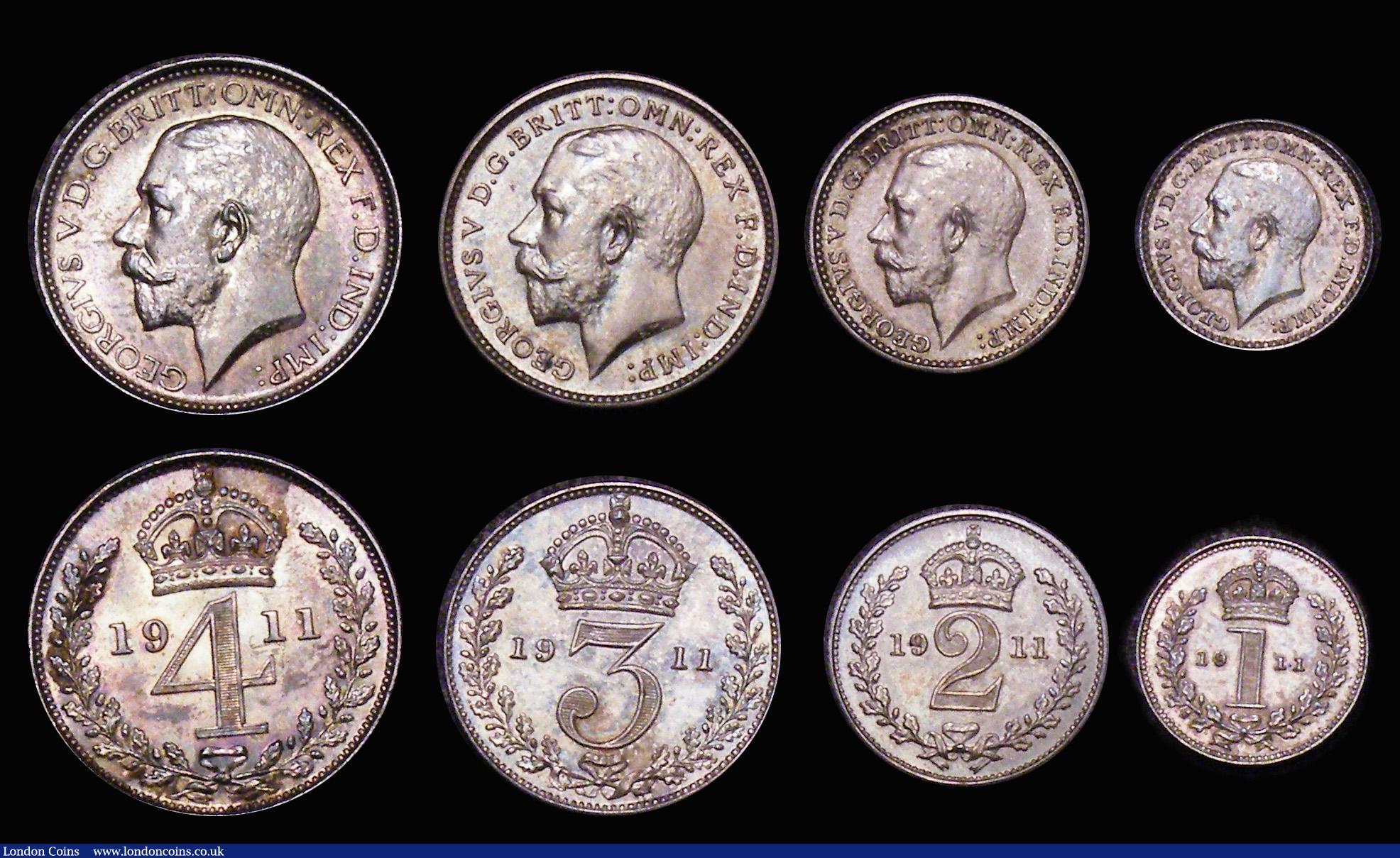 London Coins : A179 : Lot 1415 : Proof Set 1911 (8 coins) Halfcrown to Maundy Penny, the Florin with a small scuff in the obverse fie...