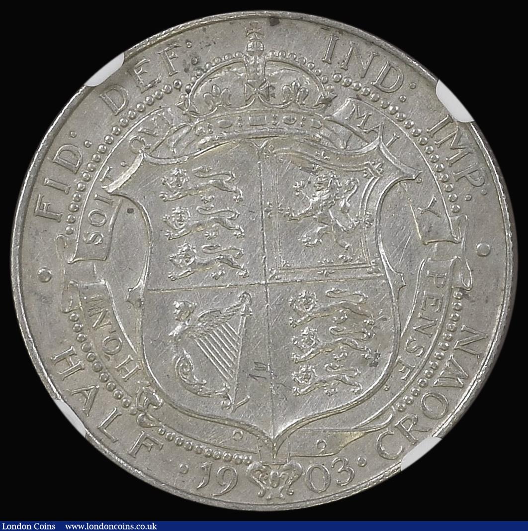 London Coins : A179 : Lot 1782 : Halfcrown 1903 ESC 748, Bull 3569 EF/GEF, NGC UNC Details CLEANED. Many dealers claim the 1903 Halfc...
