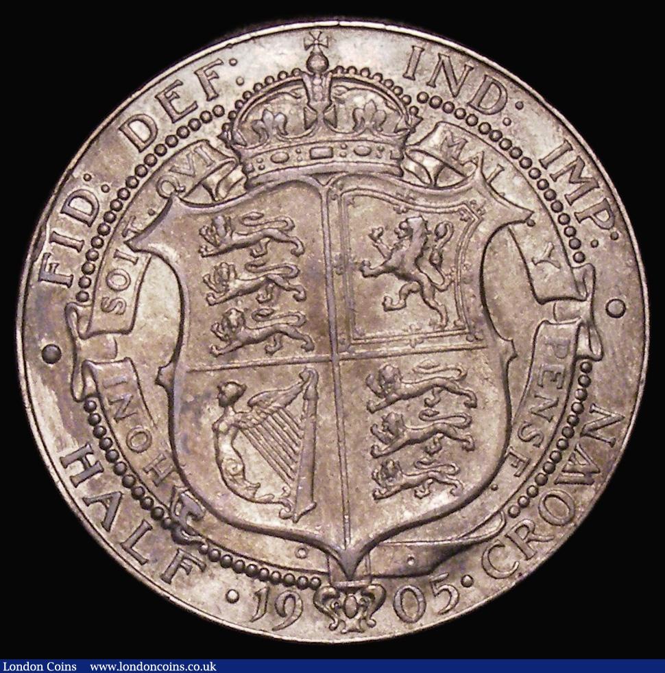 London Coins : A179 : Lot 1786 : Halfcrown 1905 ESC 750, Bull 3571, NVF unevenly toned with some contact marks and some hairlines, ne...