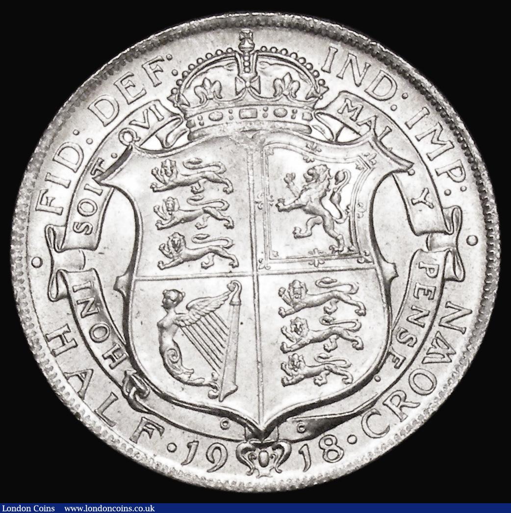 London Coins : A179 : Lot 1802 : Halfcrown 1918 ESC 765, Bull 3717 Lustrous UNC with a hints of golden tone, a well struck example