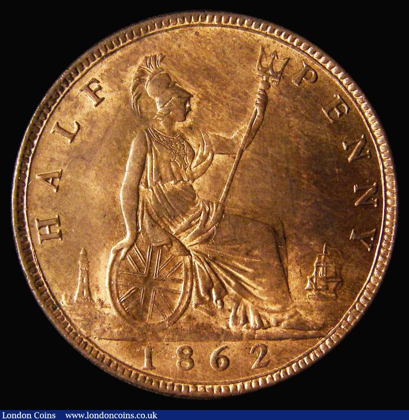 London Coins : A179 : Lot 1845 : Halfpenny 1862 dies 7+G Freeman 289 lustrous Unc and graded 82 by CGS