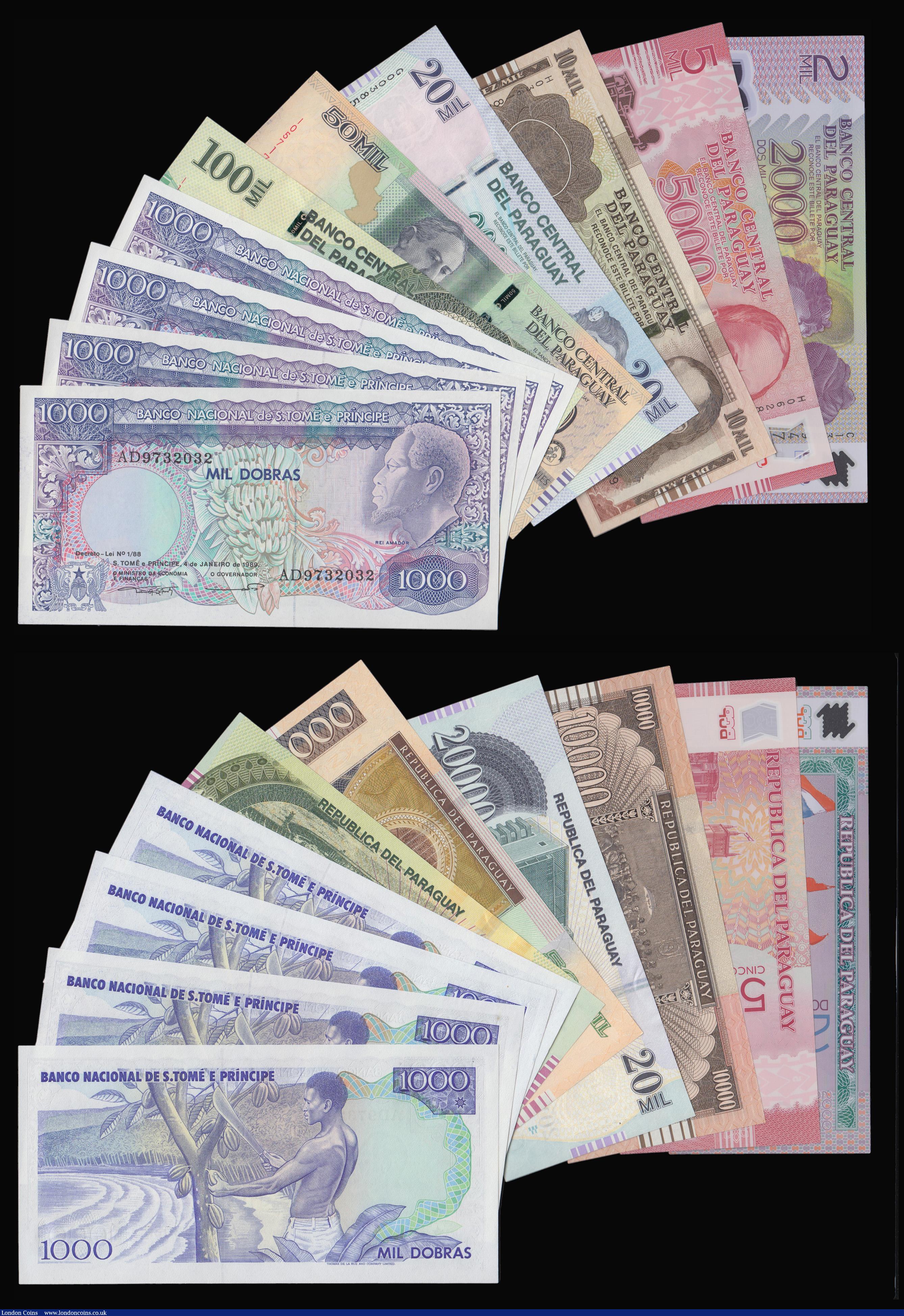London Coins : A179 : Lot 227 : World (20) Paraguay (6) 100000 Guaranies 2016 issue, Series I, Pick 240b UNC with counting flick, 50...