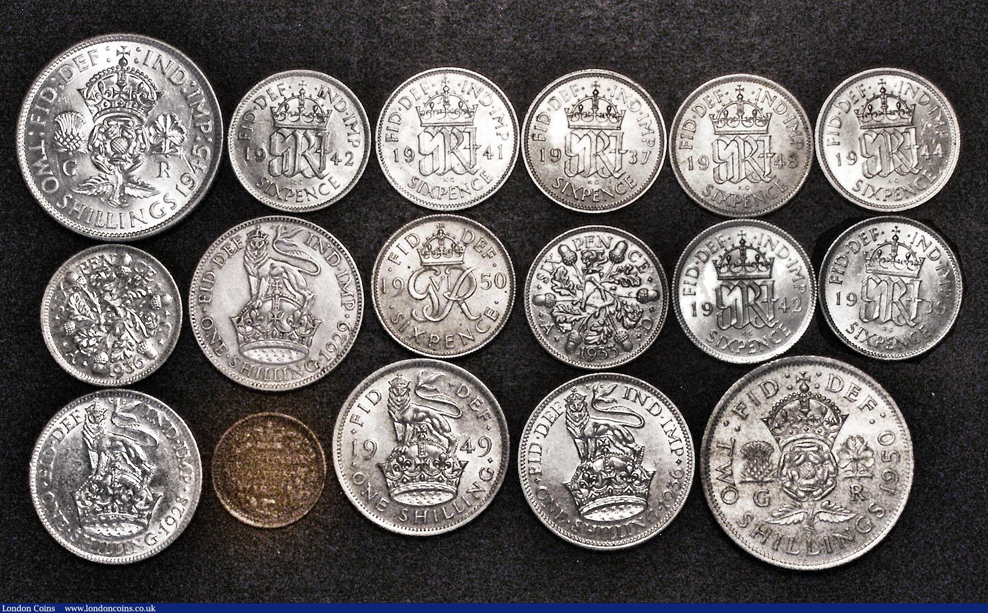 London Coins : A179 : Lot 2356 : Florins to Third Farthing (17) comprising Florins (2) 1945 NEF/EF, 1950 UNC, Shillings (4) 1928 VF/G...