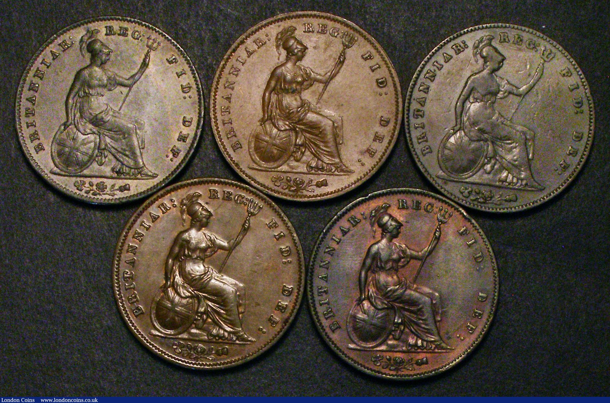 London Coins : A179 : Lot 2417 : Pennies (10) 1844 Good Fine, 1846 DEF Far Colon NVF, 1847 DEF Close Colon VF, 1853 Ornamental Triden...