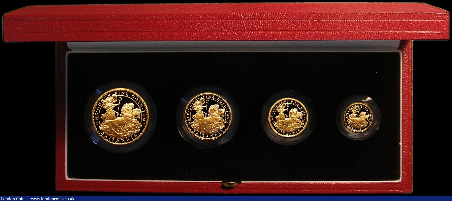 London Coins : A179 : Lot 248 : Britannia Gold Proof Set 1997 the 4-coin set comprising  &pound;100 1997 Gold One Ounce,  &pound;50 ...