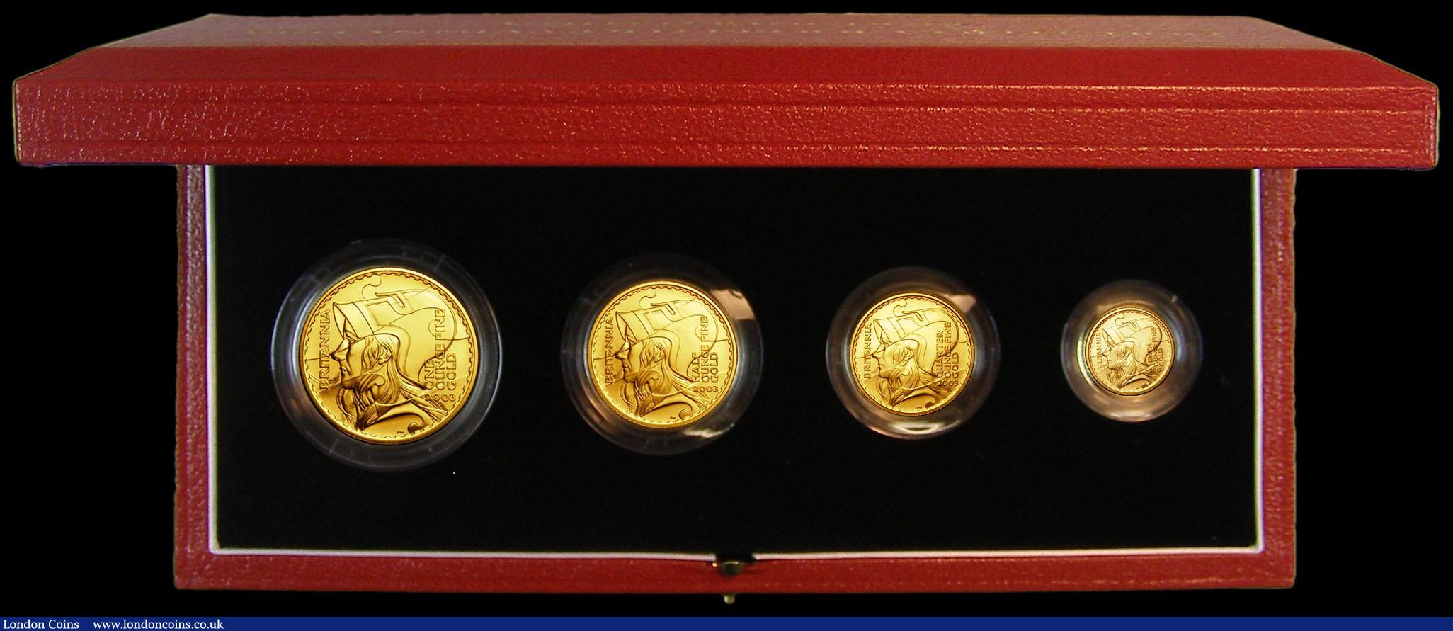 London Coins : A179 : Lot 250 : Britannia Gold Proof Set 2003 the Four coin set comprising &pound;100, &pound;50, &pound;25 and &pou...