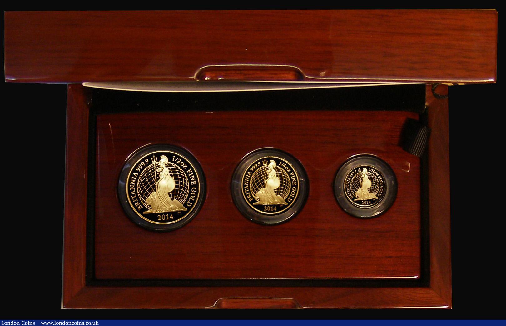 London Coins : A179 : Lot 253 : Britannia Gold Proof Set 2014 a 3-coin set comprising Britannia &pound;50 2014 Gold Half Ounce, Brit...