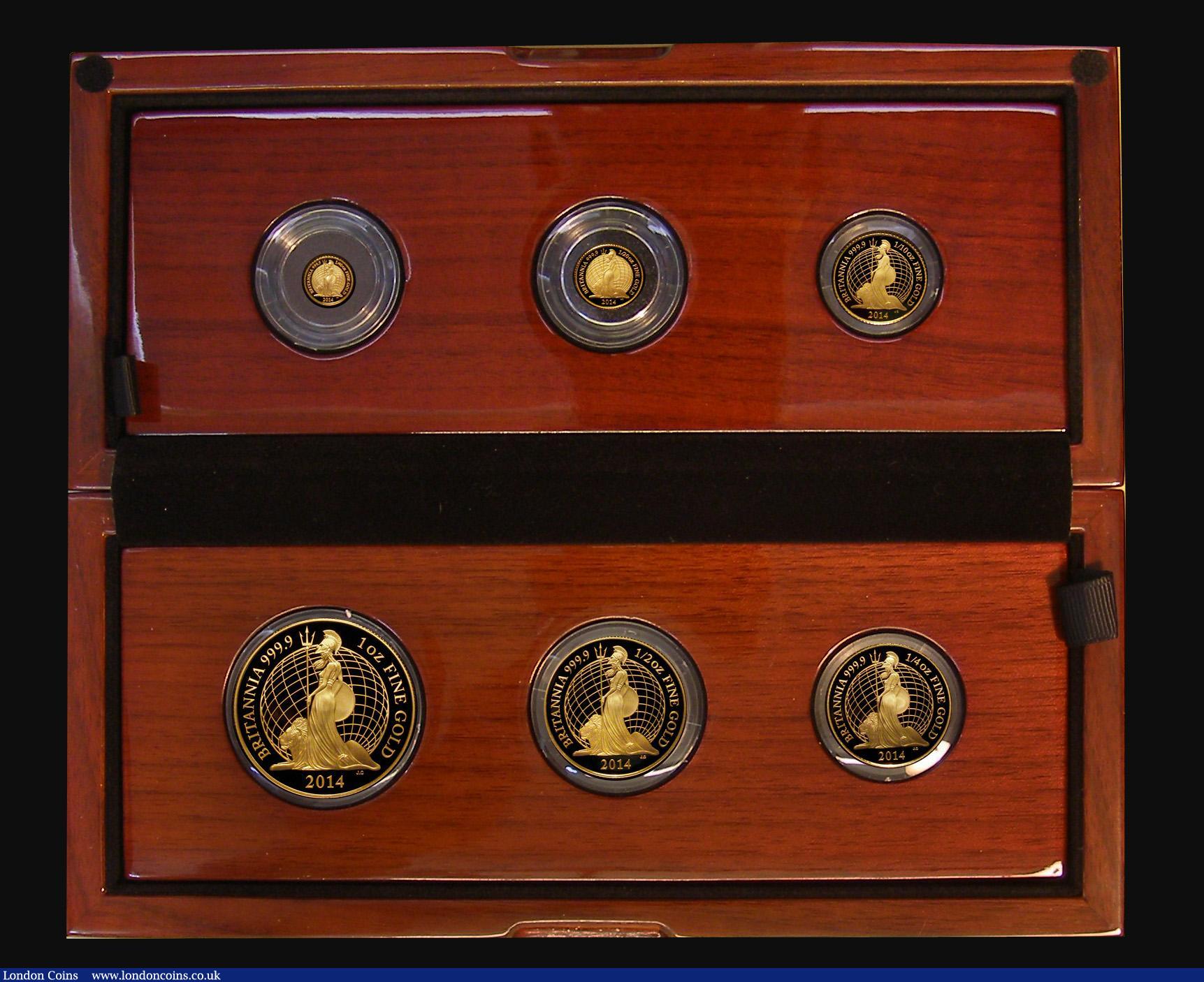 London Coins : A179 : Lot 254 : Britannia Gold Proof Set 2014 the 6-coin set comprising &pound;100 2014 Gold One Ounce, &pound;50 20...