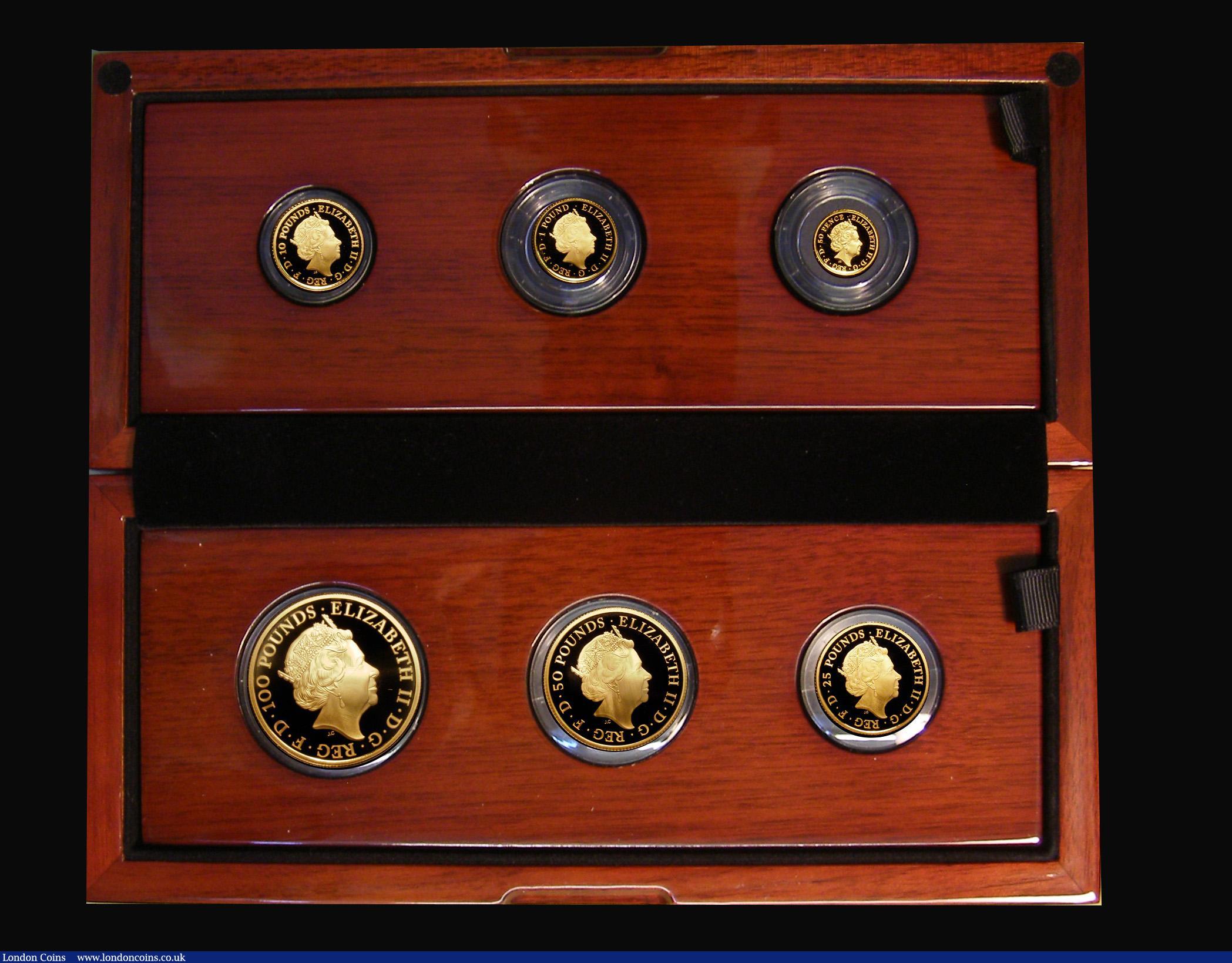 London Coins : A179 : Lot 255 : Britannia Gold Proof Set 2016 the 6-coin set comprising &pound;100 2016 Gold One Ounce, &pound;50 20...