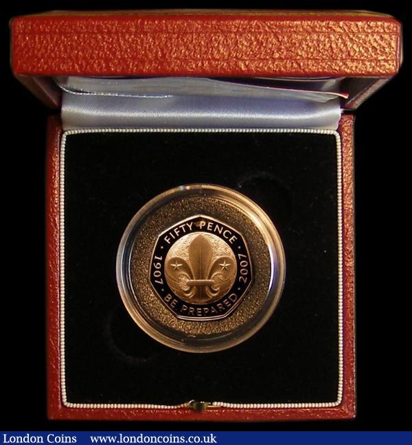 London Coins : A179 : Lot 291 : Fifty Pence 2007 100 Years of Scouting Gold Proof S.H17 FDC in the Royal Mint box of issue with cert...