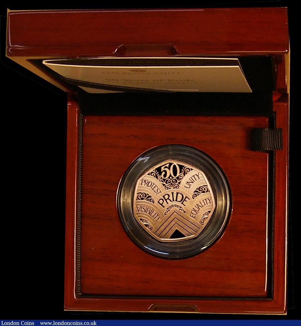 London Coins : A179 : Lot 307 : Fifty Pence 2022 50 Years of Pride Gold Proof FDC in the Royal Mint box of issue with certificate an...