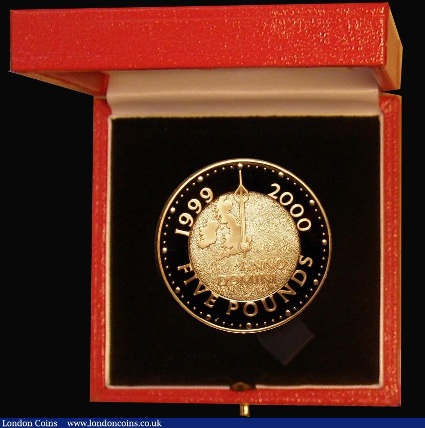 London Coins : A179 : Lot 405 : Five Pounds 2000 Gold Proof Millennium Crown FDC cased as issued with certificate