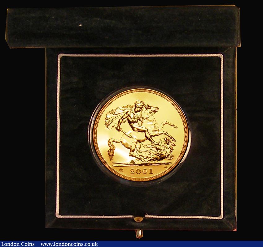 London Coins : A179 : Lot 406 : Five Pounds 2001 Gold BU cased as issued with certificate