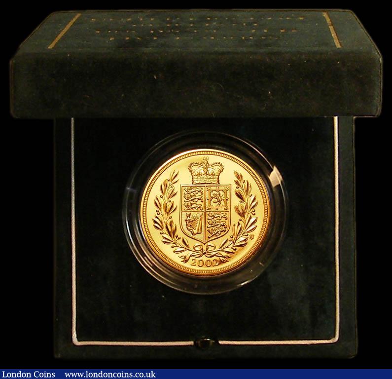 London Coins : A179 : Lot 419 : Five Pounds Gold 2002 S.SE9 BU in the Royal Mint box of issue with certificate