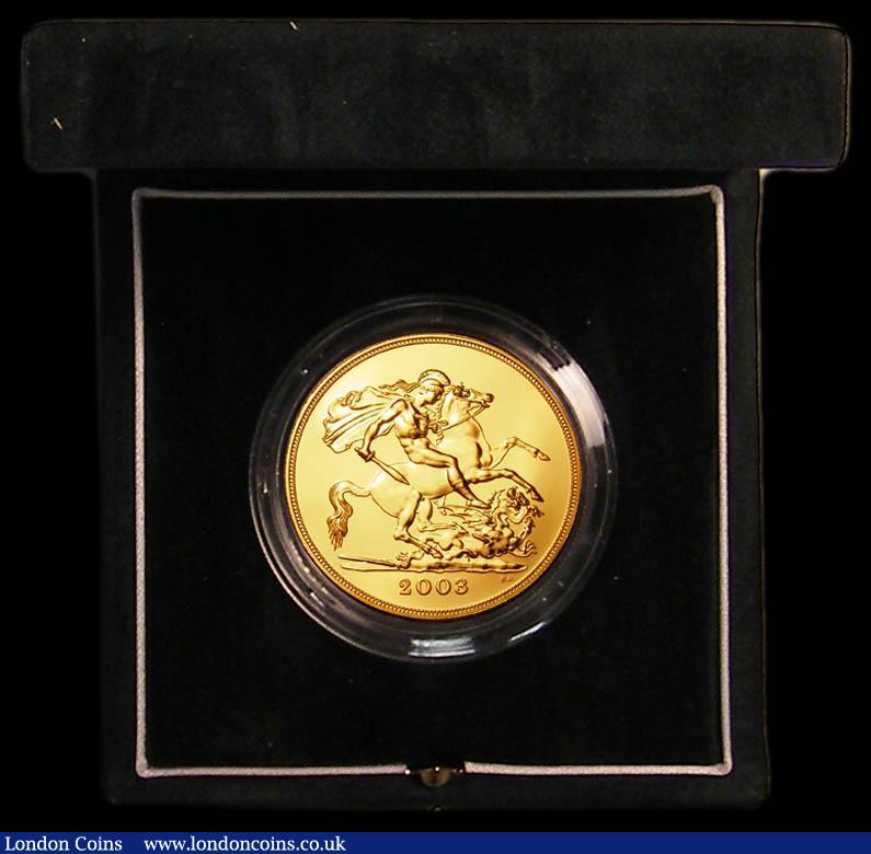 London Coins : A179 : Lot 420 : Five Pounds Gold 2003 S.SE7 BU in the Royal Mint box of issue with certificate