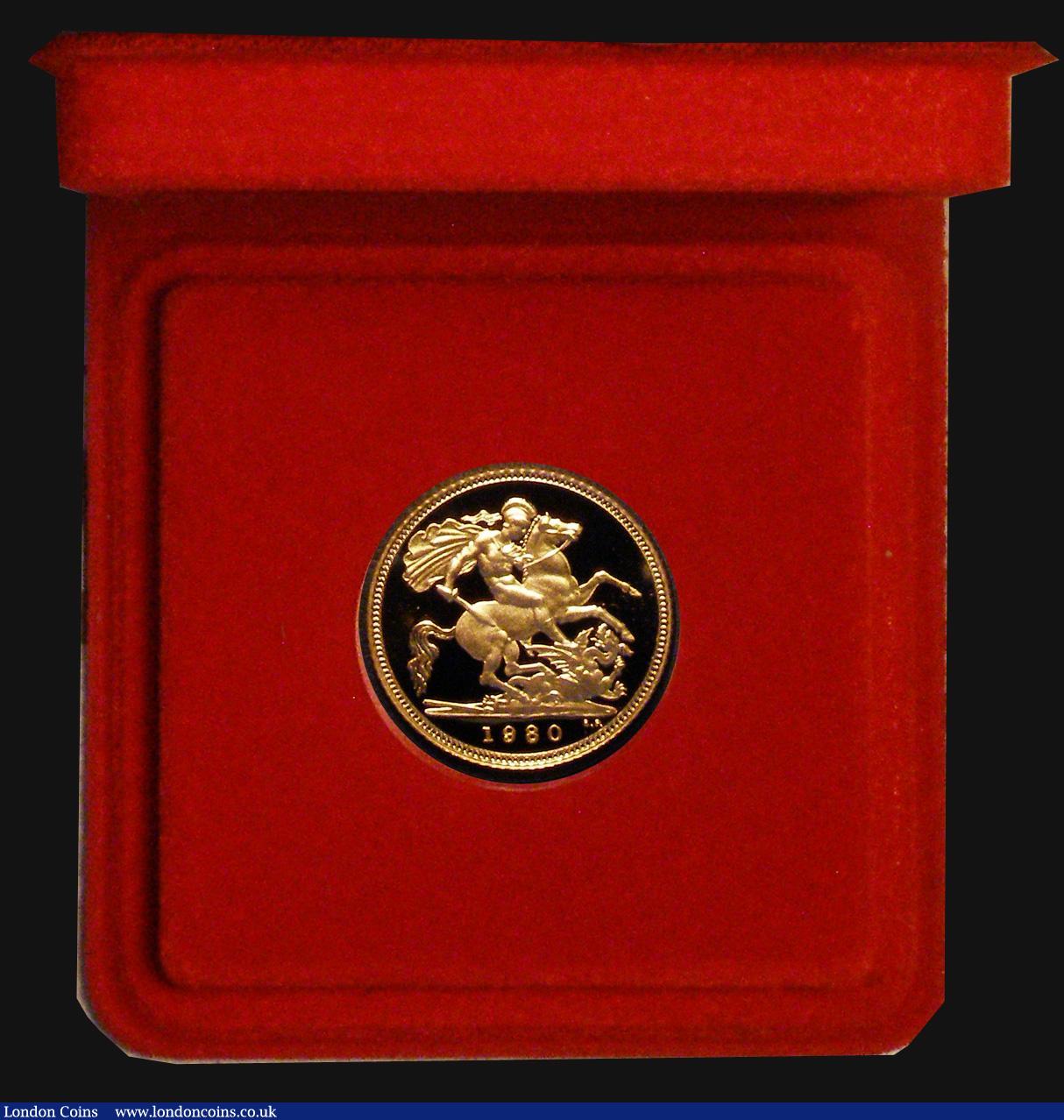 London Coins : A179 : Lot 426 : Half Sovereign 1980 Proof S.SB1 FDC in the Royal Mint case of issue with certificate
