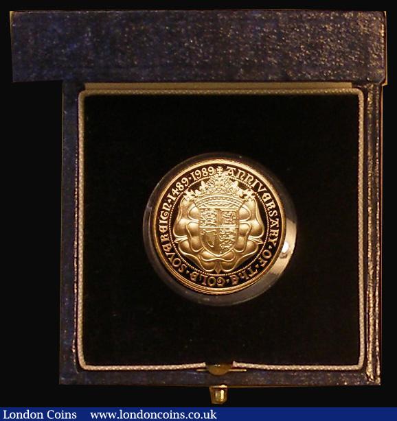 London Coins : A179 : Lot 428 : Half Sovereign 1989 500th Anniversary of the First Gold Sovereign S.SB3 nFDC to FDC with a toning ar...