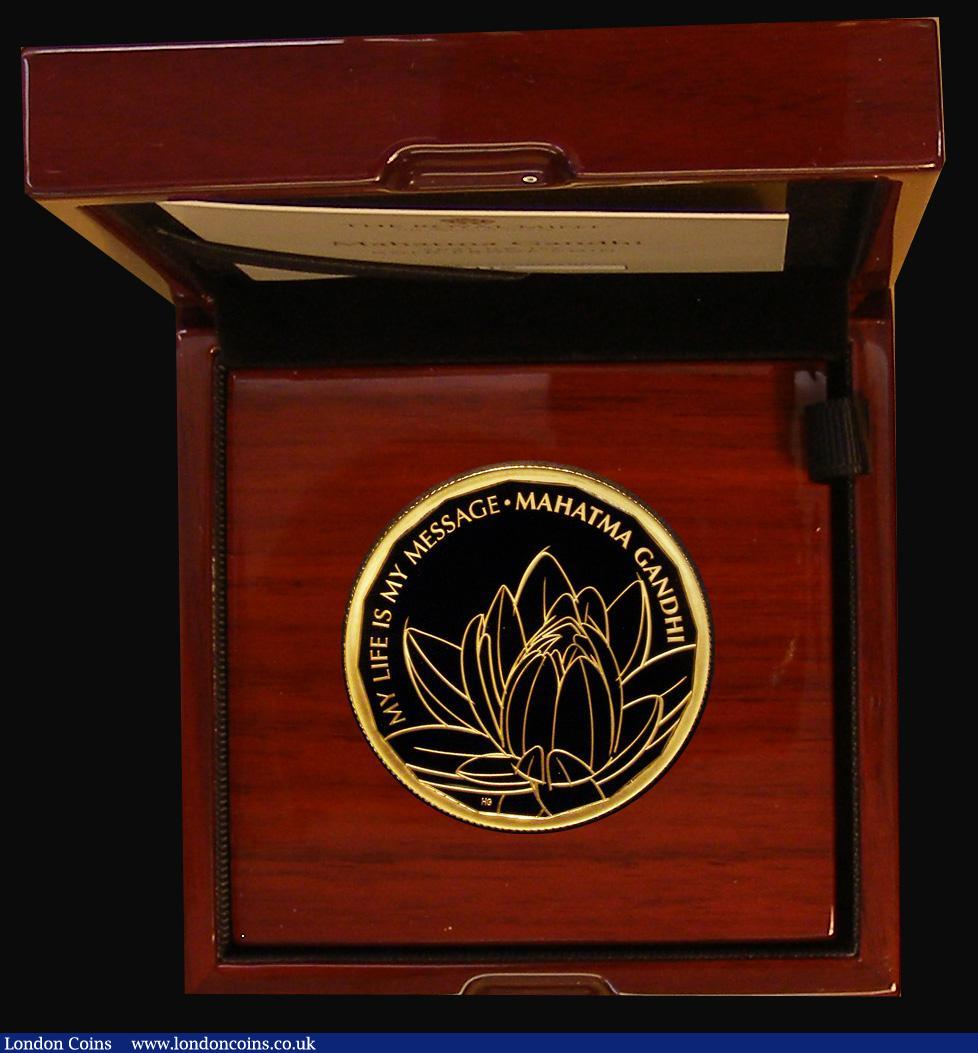 London Coins : A179 : Lot 445 : One Hundred Pounds 2021 Mahatma Gandhi Gold One Ounce S.OB3 a new reverse design by Henna Glover FDC...