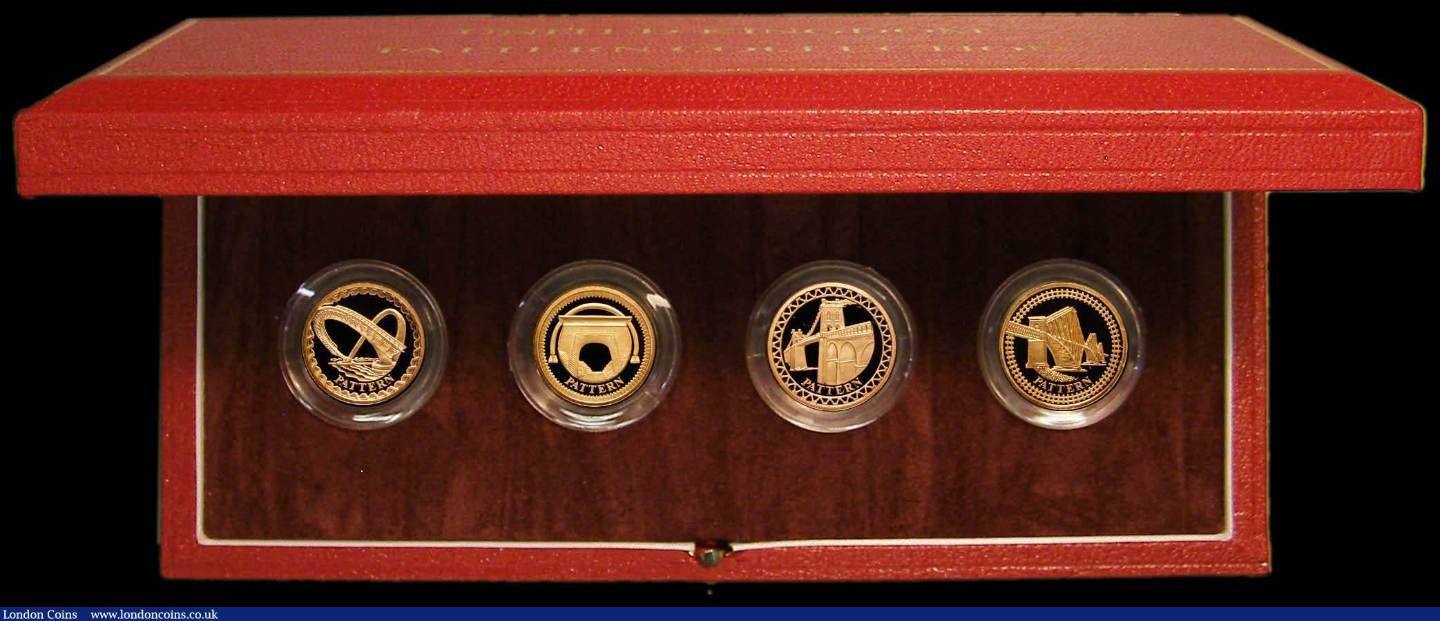 London Coins : A179 : Lot 457 : One Pound Pattern Set 2003 a Four-coin set in Gold depicting famous bridges Spink PPS2 FDC cased as ...