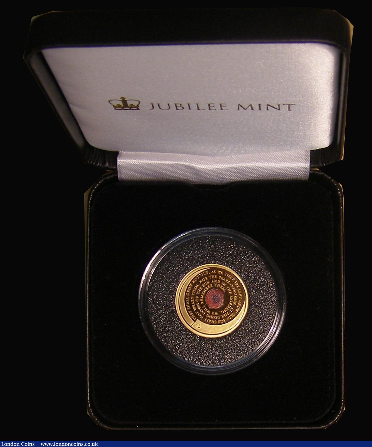 London Coins : A179 : Lot 690 : Alderney One Pound 2020 Remembrance Gold Proof FDC with coloured poppy in the centre of the reverse,...