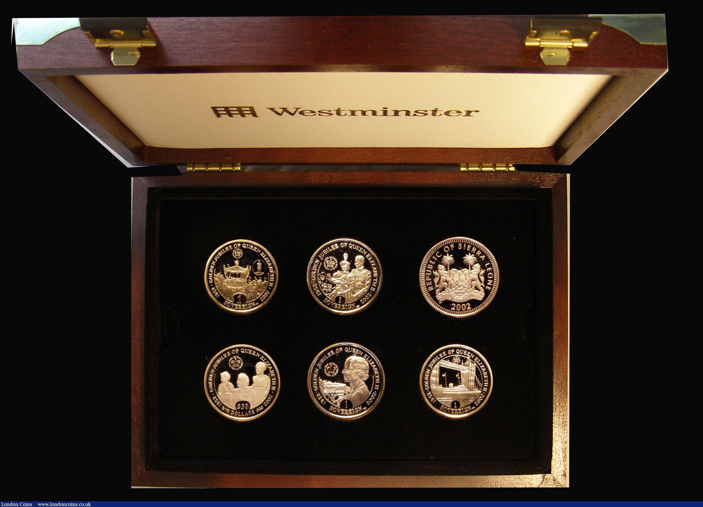 London Coins : A179 : Lot 720 : Gibraltar and Sierra Leone The Golden Jubilee Six Coin Gold Collection 2002 comprising Gibraltar Sov...