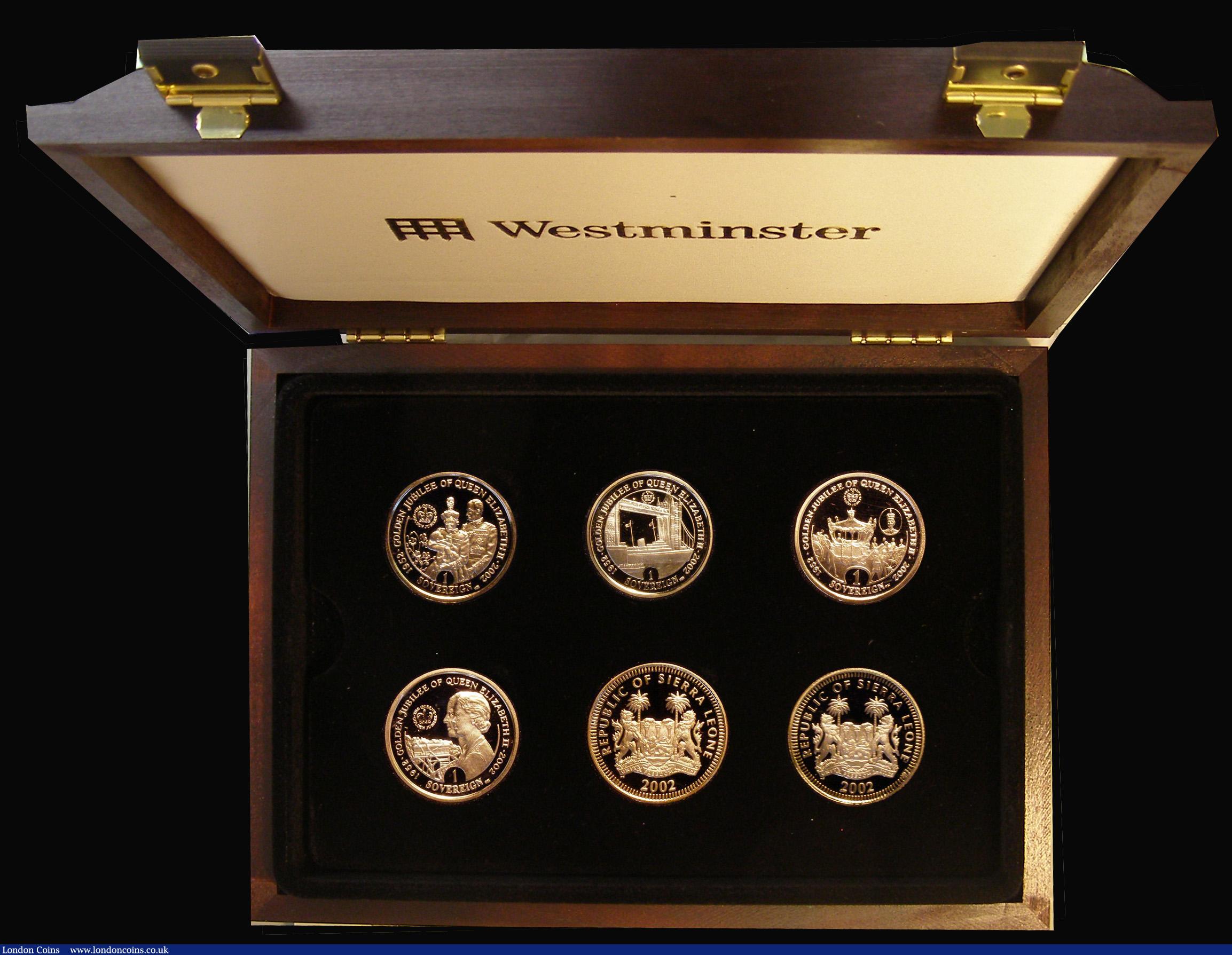 London Coins : A179 : Lot 721 : Gibraltar and Sierra Leone The Golden Jubilee Six Coin Gold Collection 2002 comprising Gibraltar Sov...