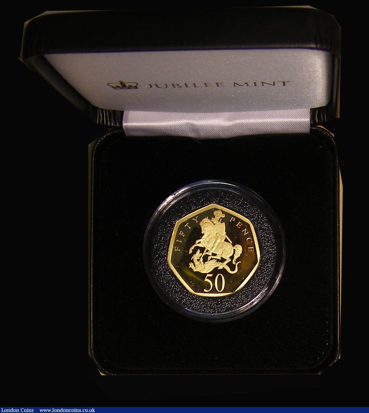 London Coins : A179 : Lot 751 : Tristan da Cunha Fifty Pence 2021 50th Anniversary of Decimalisation .999 gold Proof, Reverse: Georg...