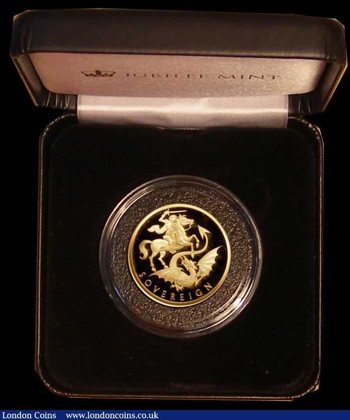 London Coins : A179 : Lot 757 : Tristan da Cunha Sovereign 2020 George and the Dragon Gold Proof FDC in a Jubilee Mint box of issue ...