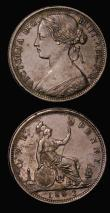 London Coins : A179 : Lot 1890 : Pennies (2) 1862 Freeman 39 dies 6+G, the 2 of the date distant from the 6 with a date spacing of 13...