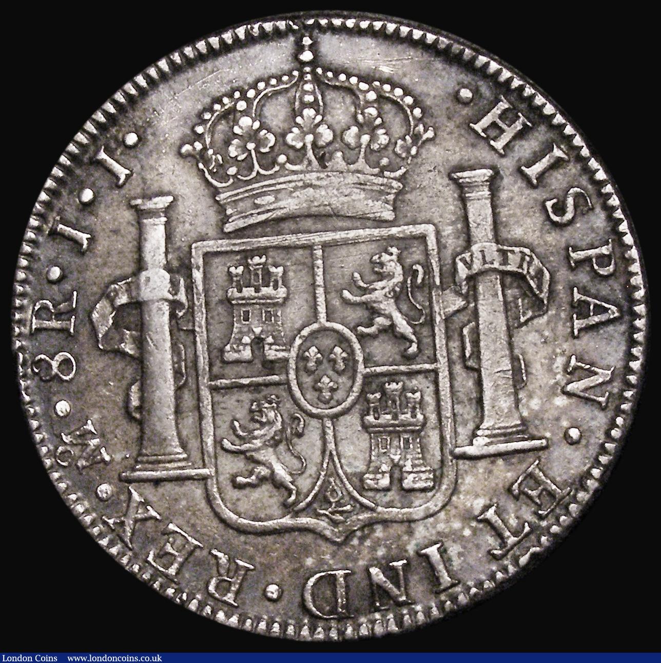 London Coins : A180 : Lot 1041 : Mexico Eight Reales 1818 JJ KM#102 Good Fine/NVF and nicely toned, the obverse with some weakness in...