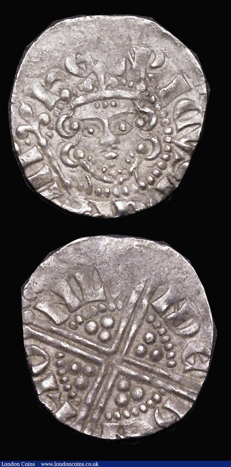 London Coins : A180 : Lot 1172 : Pennies (2) John, Northampton Mint, moneyer Adam Class 5C, S.1352, 1.21 grammes, Fine with grey tone...