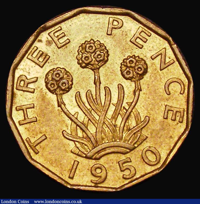 London Coins : A180 : Lot 1222 : Brass Threepence 1950 Peck 2394 AU/UNC the obverse with subdued lustre, the reverse with around 50% ...