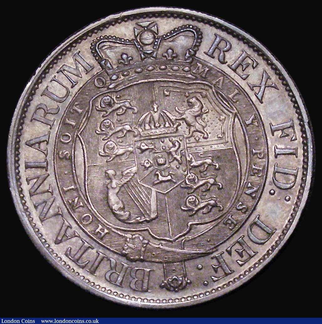 London Coins : A180 : Lot 1543 : Halfcrown 1817 Small Head ESC 616, Bull 2090, EF and colourfully toned with the odd small contact ma...