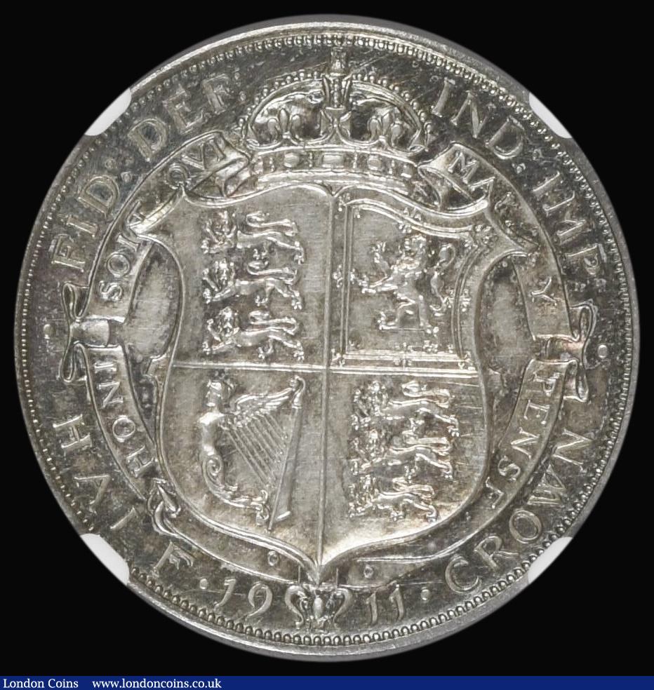 London Coins : A180 : Lot 1569 : Halfcrown 1911 Proof ESC 758, Bull 3710 in an NGC holder and graded PF62