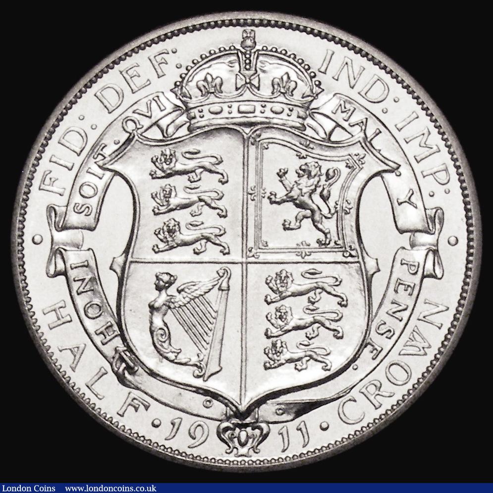 London Coins : A180 : Lot 1572 : Halfcrown 1911 Proof ESC 758, Bull 3710, nFDC/FDC the obverse with some light hairlines and a minor ...