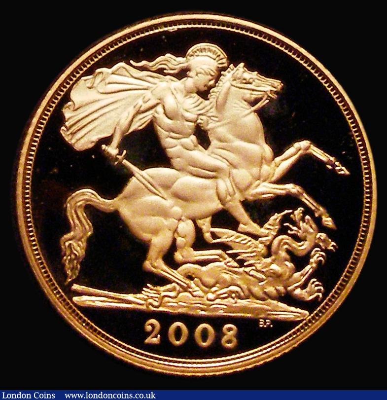 London Coins : A180 : Lot 1962 : Sovereign 2008 S.SC4 Gold Proof FDC/nFDC retaining almost full mint brilliance, uncased, in capsule,...
