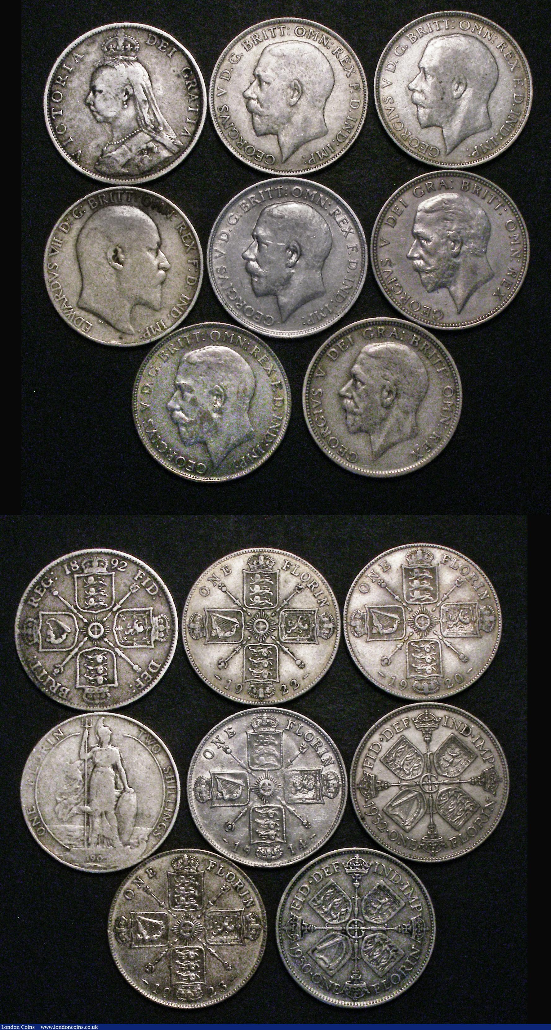 London Coins : A180 : Lot 2101 : Florins (17) 1849 WW obliterated by linear circle VG, the reverse slightly better, 1849 Bright Fine,...