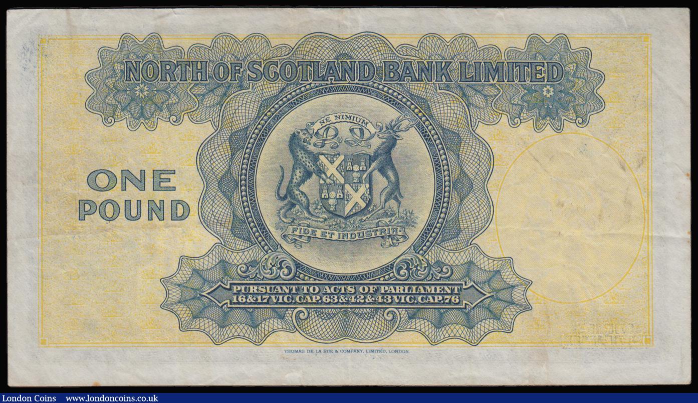 London Coins : A180 : Lot 243 : Scotland, The North of Scotland Bank Ltd One Pound Aberdeen 1st July 1940 Good VF