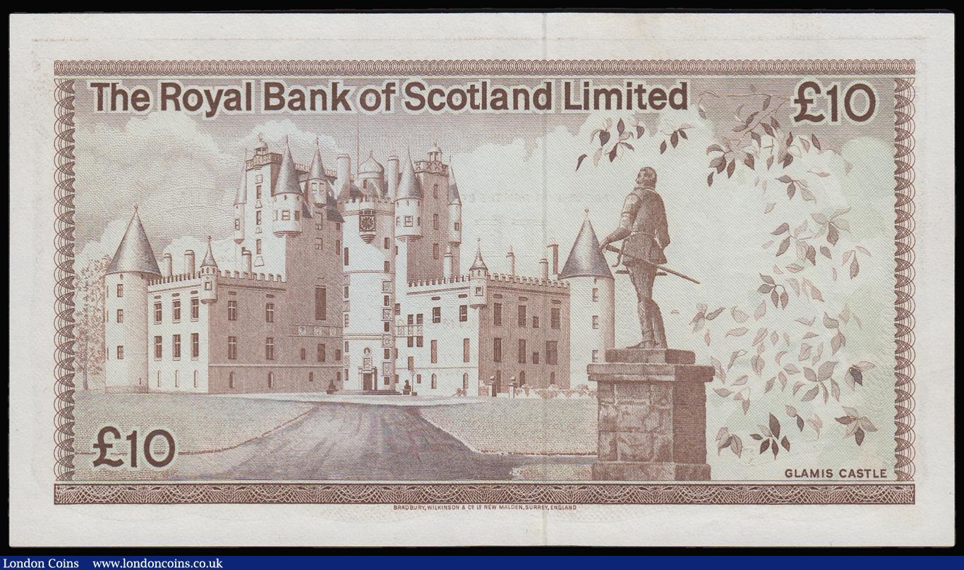 London Coins : A180 : Lot 250 : Scotland, The Royal Bank of Scotland Ten Pounds Edinburgh 1st March 1974 Pick 338 aU series A/1 6659...