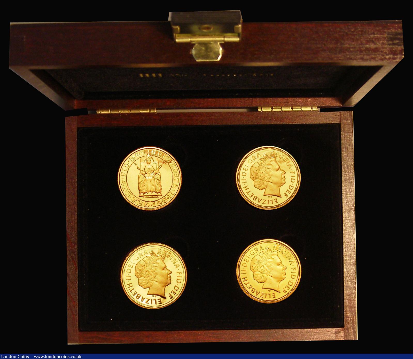 London Coins : A180 : Lot 398 : Half Sovereigns (4) 1989 500th Anniversary of the First Gold Sovereign Marsh 544H, S.SB3 Gold Proof,...