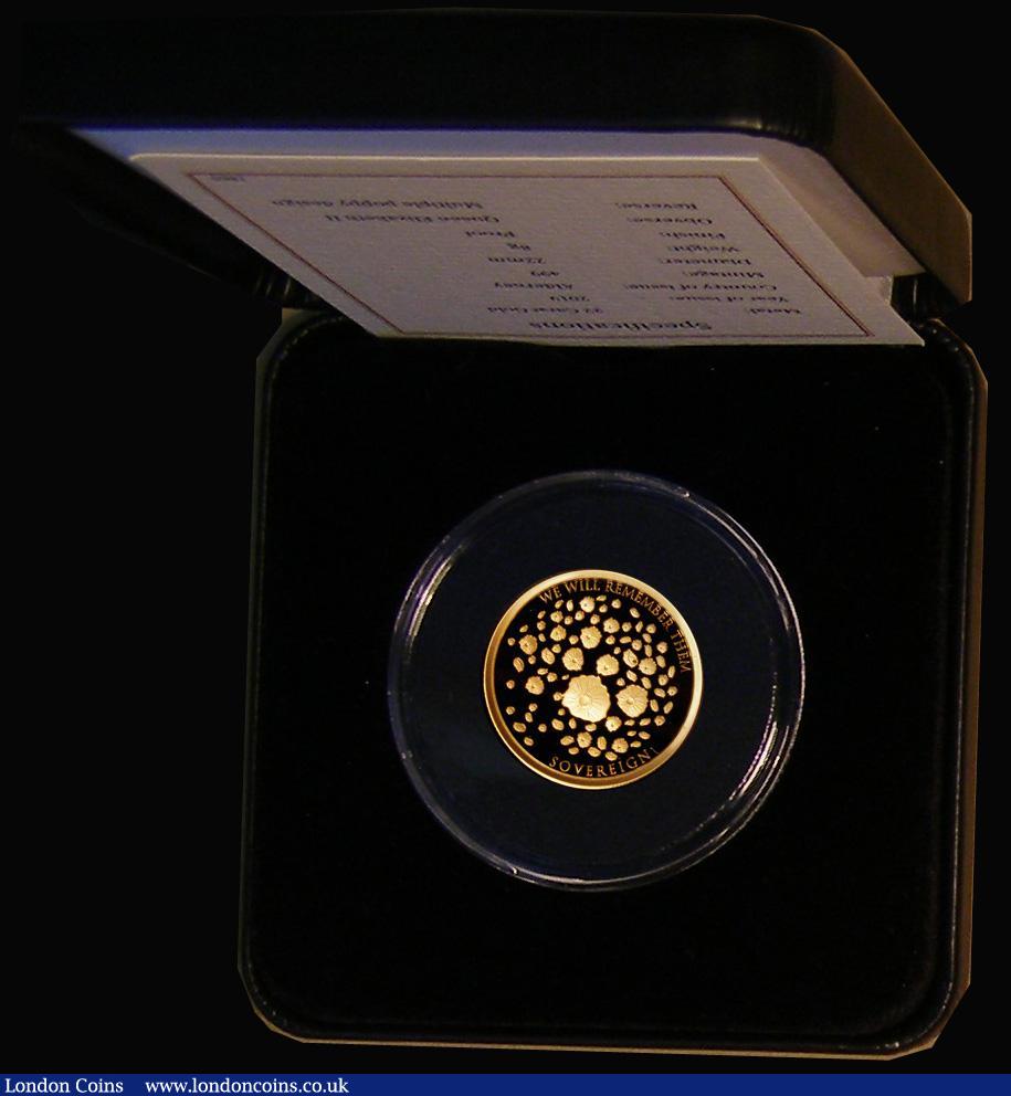 London Coins : A180 : Lot 611 : Alderney Sovereign 2019 Centenary of Remembrance Gold Proof FDC in a Harrington & Byrne box with...