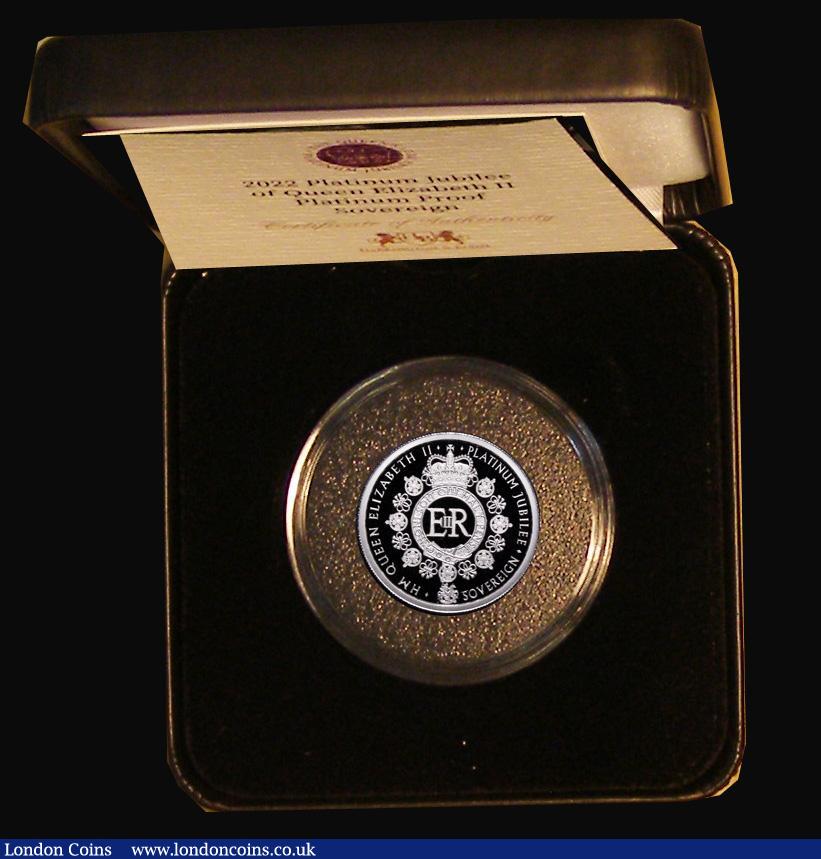 London Coins : A180 : Lot 612 : Alderney Sovereign 2022 Queen Elizabeth II Platinum Jubilee Platinum Proof FDC in the Harrington &am...