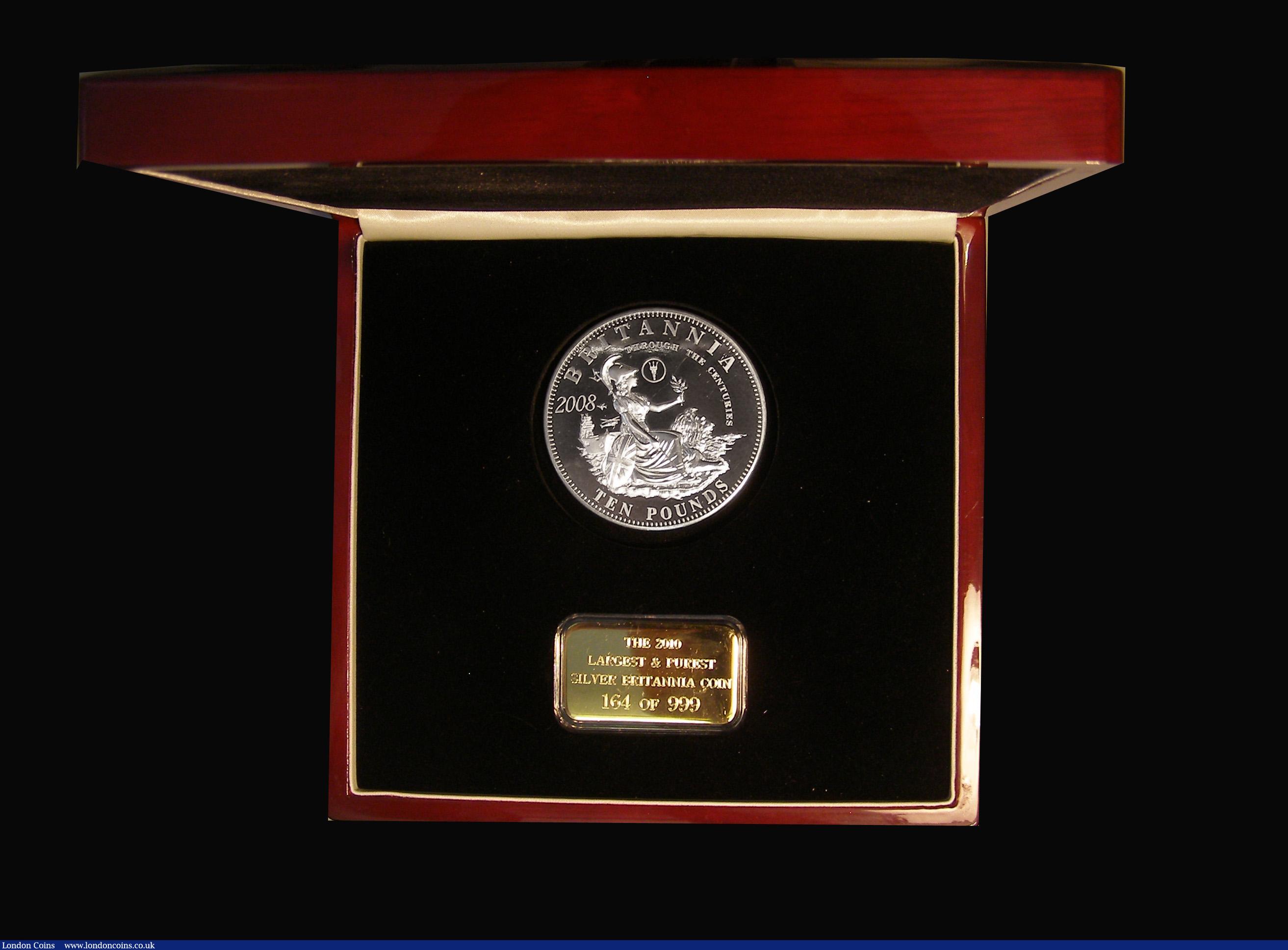 London Coins : A180 : Lot 717 : Tristan da Cunha Ten Pounds 2010 'The Largest and Purest Britannia Coin' 5oz. Silver Proof...