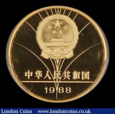 London Coins : A180 : Lot 956 : China 100 Yuan 1988 Seoul Olympics Gold Proof Half Ounce KM#206 in a PCGS holder and graded PR68 DCA...