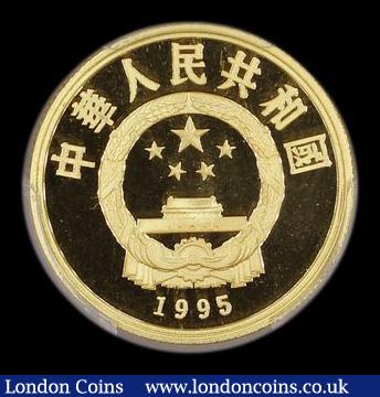 London Coins : A180 : Lot 958 : China 100 Yuan 1995 Olympic Games - Platform Diver Gold Proof KM#765 in a PCGS holder and graded PR6...
