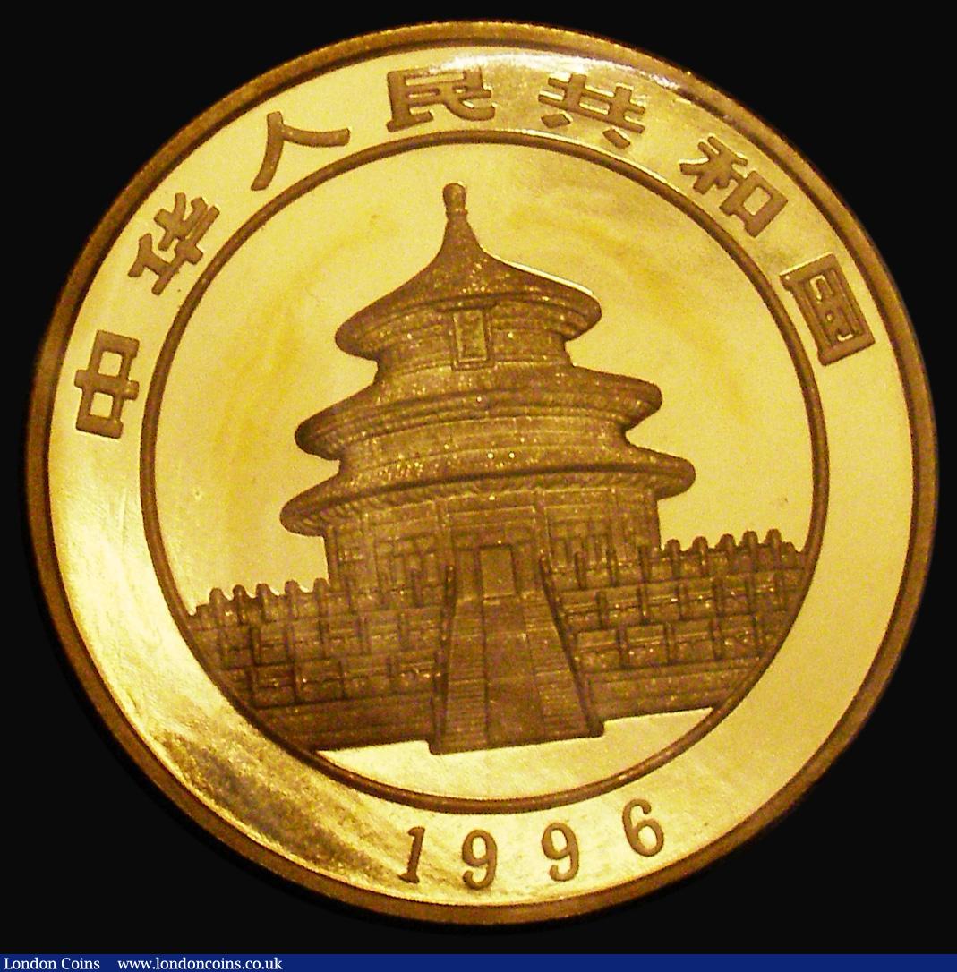 London Coins : A180 : Lot 959 : China 100 Yuan 1996  One Ounce Gold Panda KM#887 Lustrous UNC in the original sealed plastic